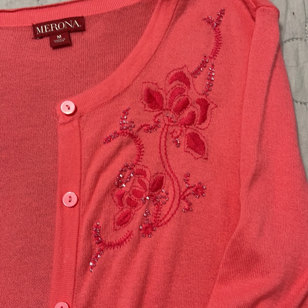 Merona coral quarter sleeve cardigan - Picture 3 of 7